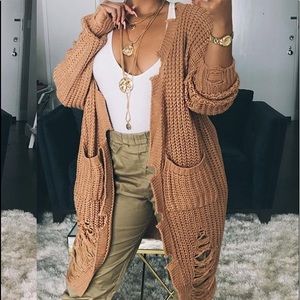Jackets & Coats - Casual Broken Khaki Cardigan Jackets & Coats - Casual Broken Khaki Cardigan